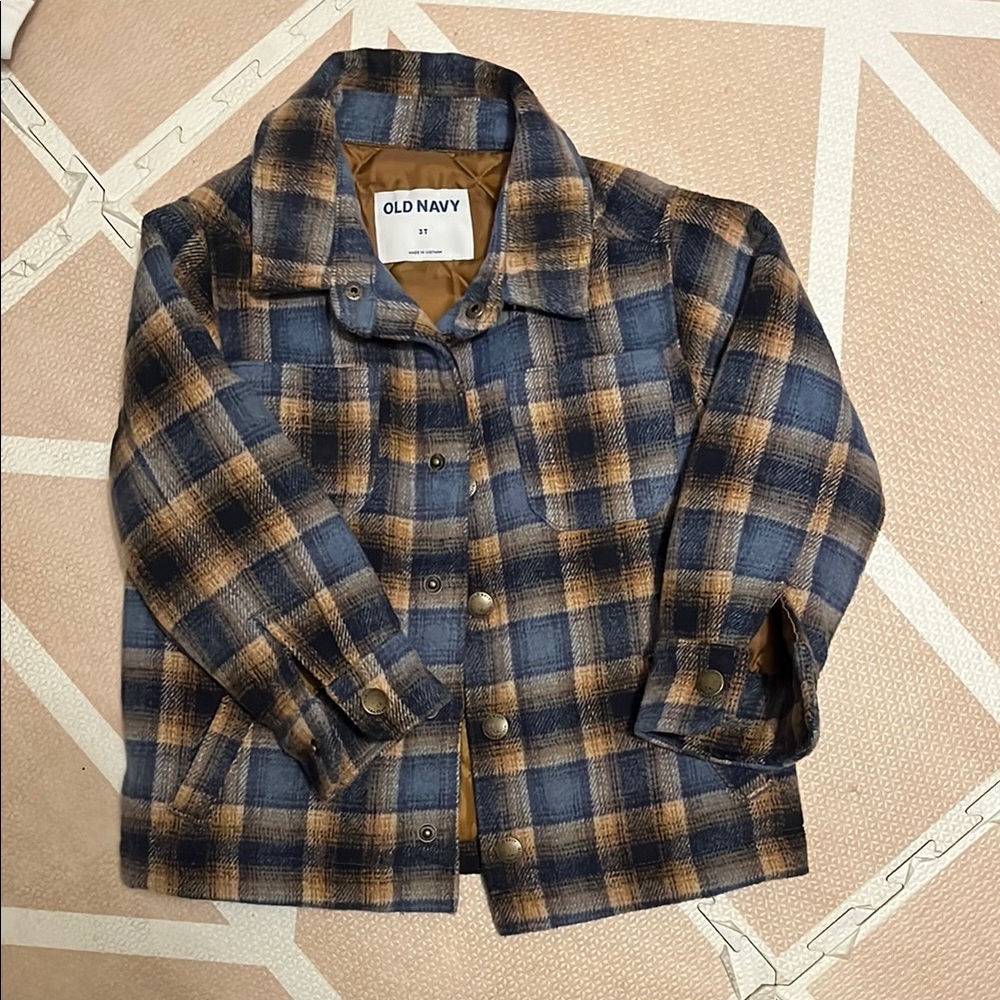 Old Navy Blue and Brown Pea Coat Cozy and Stylish